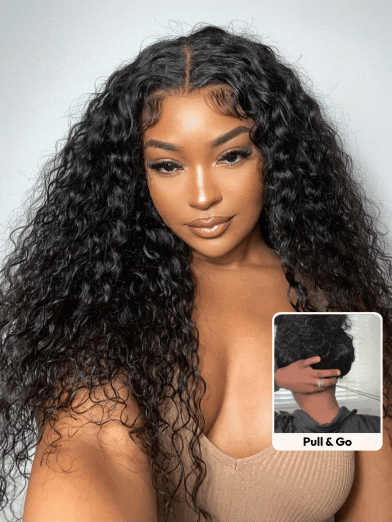 UNice 7x5 Bye-Bye Knots™ & 13x4 HD Lace Put On And Go Glueless Water Wave Grip Wig With Secure Silicone Strips and Drawstring With Baby Hair