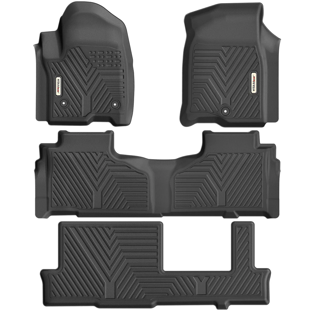 YITAMOTOR® For 2021-2025 Chevy Tahoe / GMC Yukon Floor Mats Bench Seat Black TPE Rubber Liners