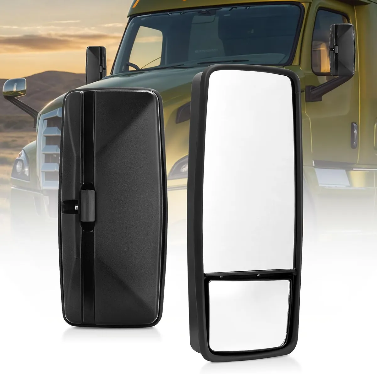 YITAMOTOR Right Passenger Mirror - 2008-2023 Isuzu NPR/Chevy W-Series | Manual Control, Wide-View, Durable Black Housing