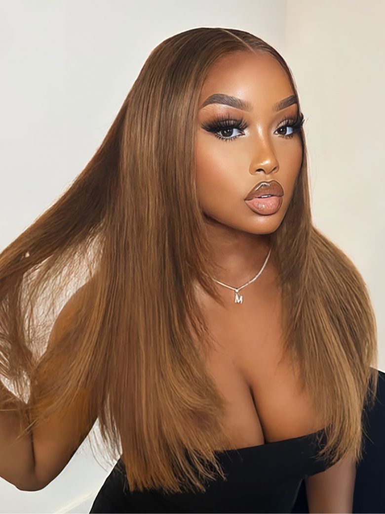 13x4 Pre Everything Caramel Blonde Layered Straight Glueless Lace Front Wig