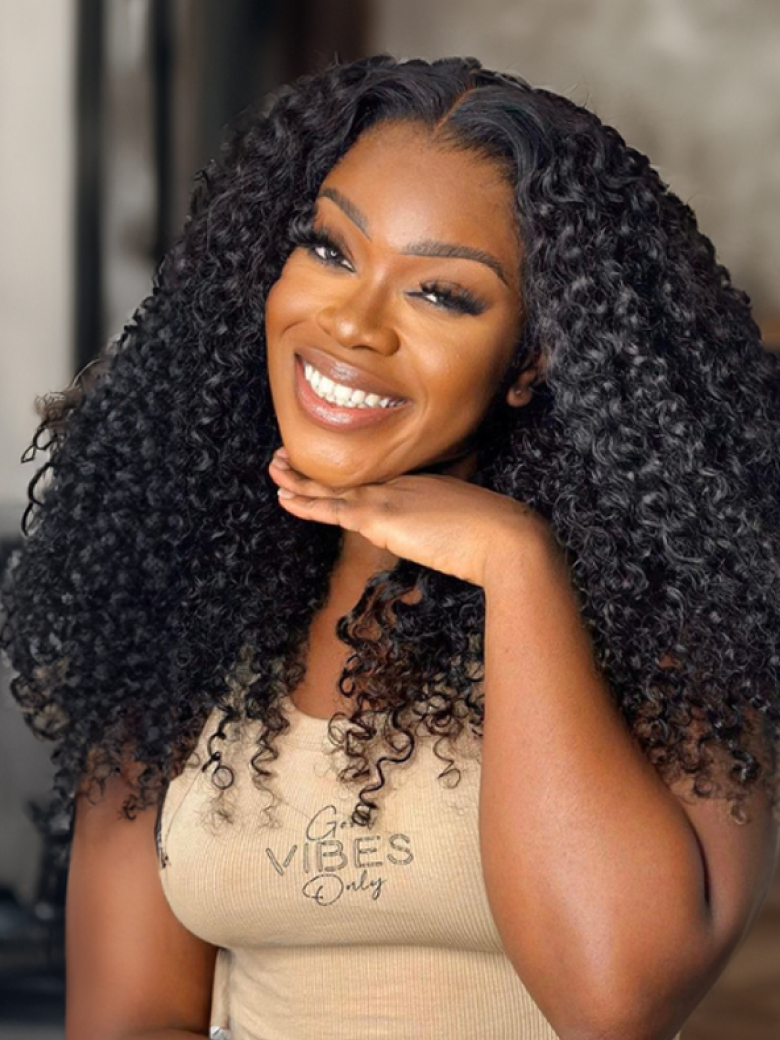 [18"=$79] Bye-Bye Knots Wig 7x5 Glueless Lace Curly Wig With Bleached Invisible Knots 180% Density
