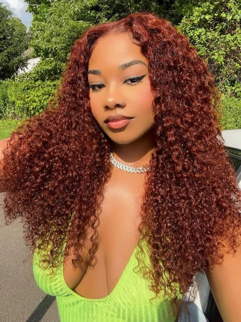 [From 20"] Super Secure 13x4 Pre-Everything Wig Reddish Brown Jerry Curly Giving Warmth And Bounce Beauty