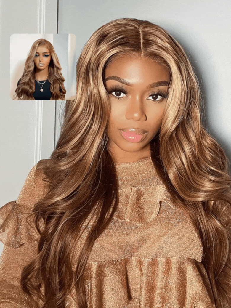 200% Density 6x4.5 Pre Cut Lace Body Wave Lace Wig Glueless Honey Blonde Put On And Go Wig