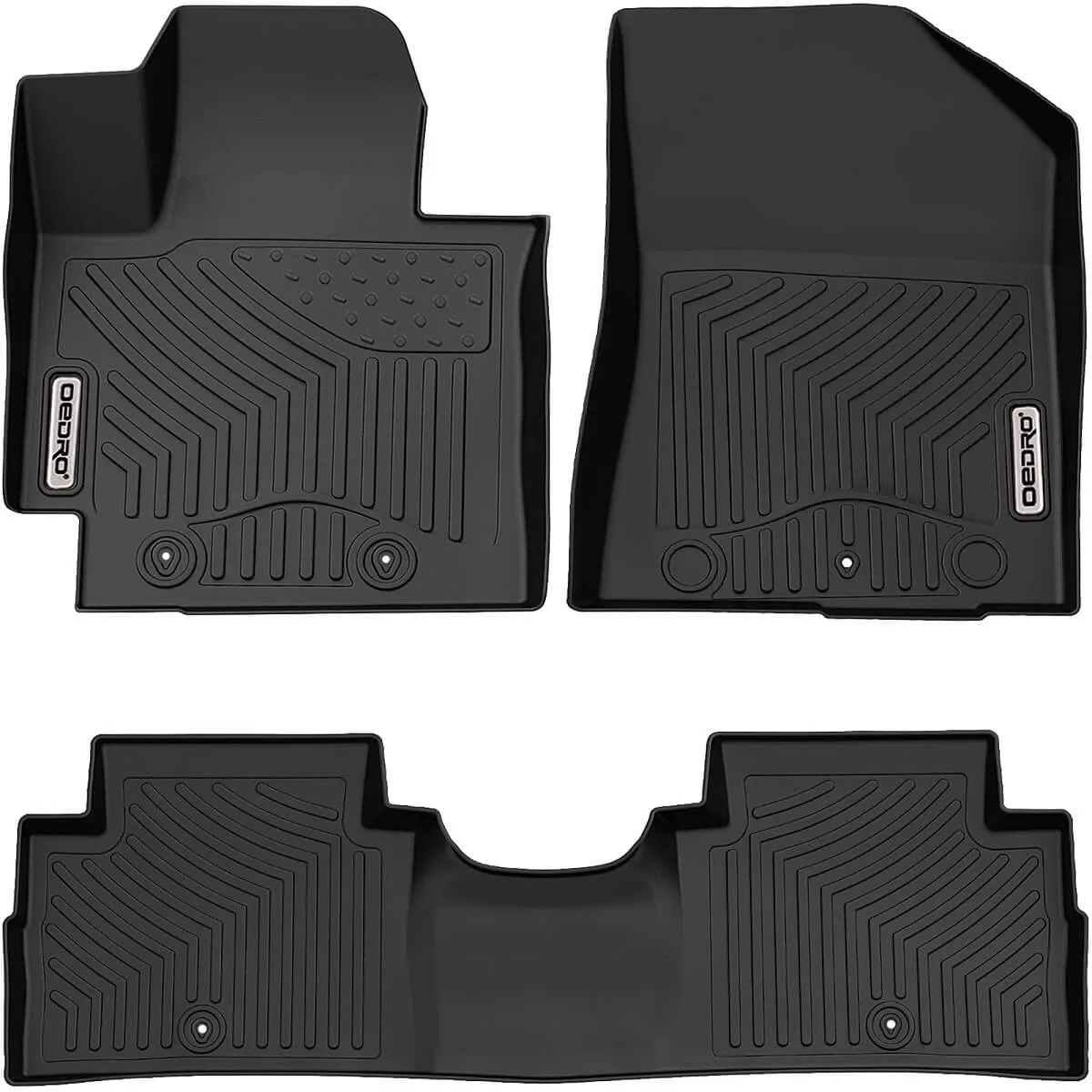 OEDRO Floor Mats For 2014-2019 Kia Soul, Unique Black TPE All-Weather Guard Full Set