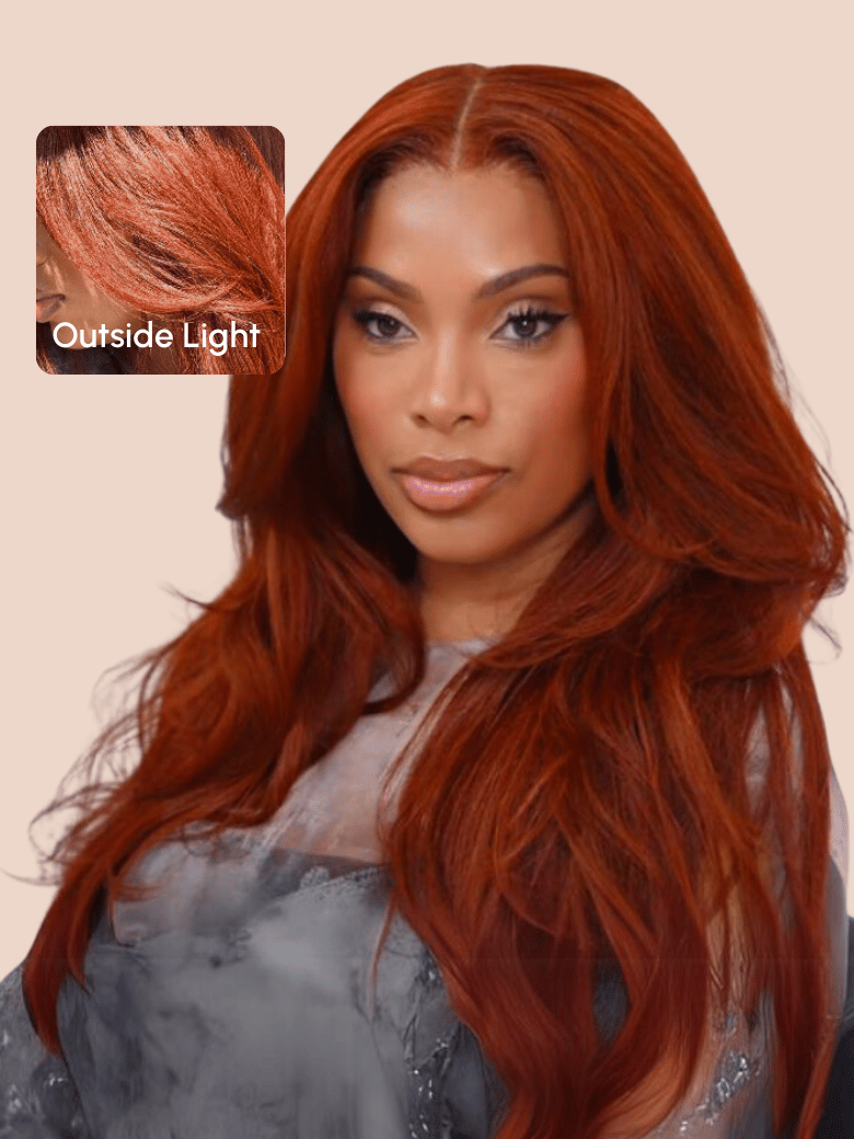 [$119 For 20-24"] Seasonal Vibrance 7x5 Glueless Lace Reddish Brown Yaki Straight wig Easy Curled& Installed with Any style