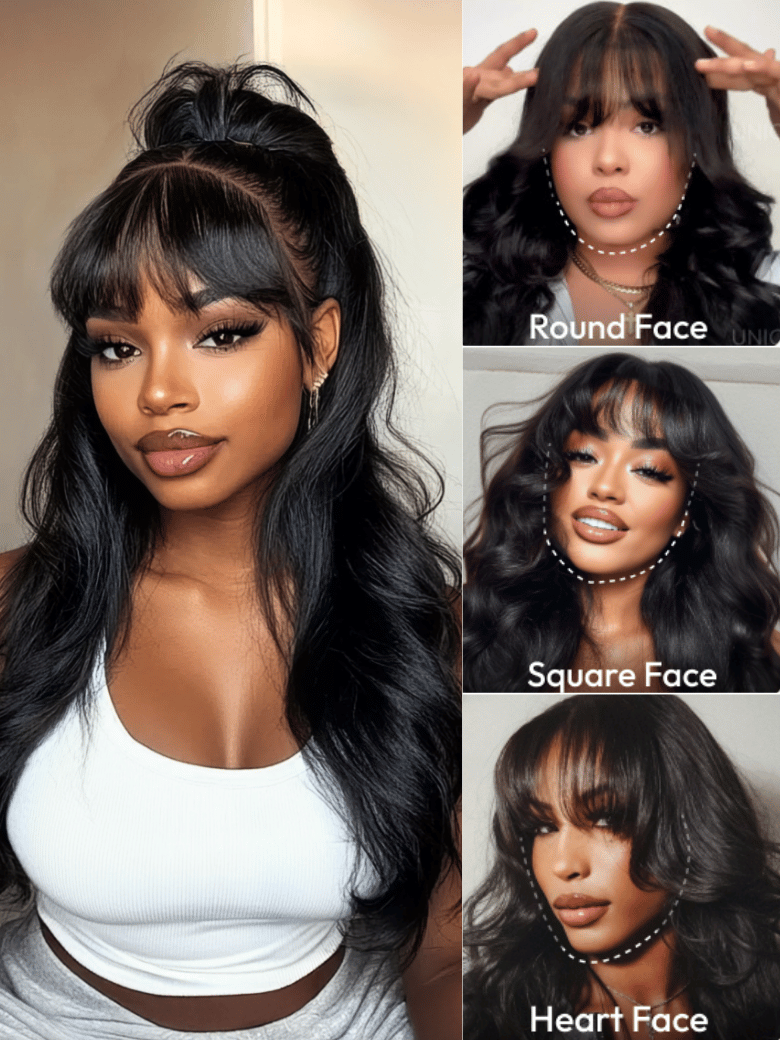 [20"-26"] 13x4 Pre-Everything™ Pull And Go Black Fluffy Natural Loose Wave Wispy Bangs Wig