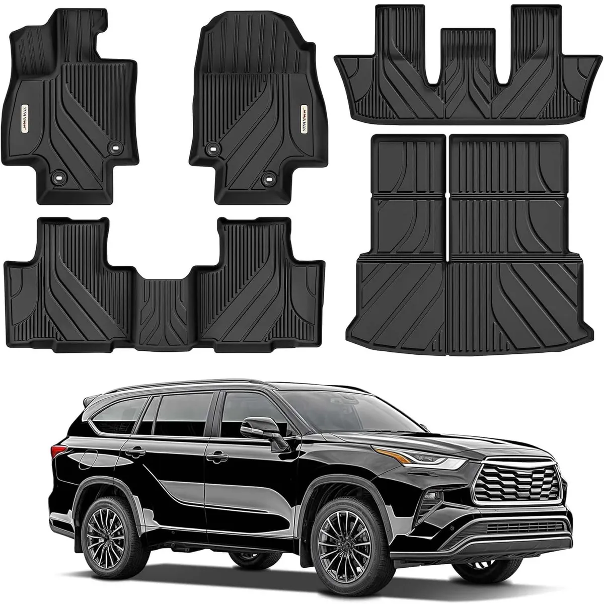 2024-2025 Toyota Grand Highlander Floor Mats - 7-Seat TPE Liners (Hybrid Compatible)