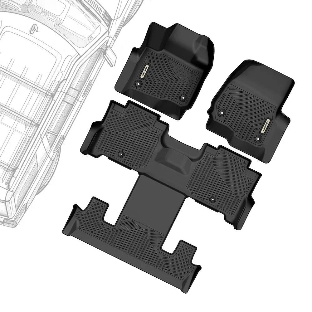 OEDRO 2018-2025 Ford Expedition Floor Mats & Cargo Liner Set (Black) – Full Coverage for 2nd Row Bucket Seats & 7-Passenger SUVs