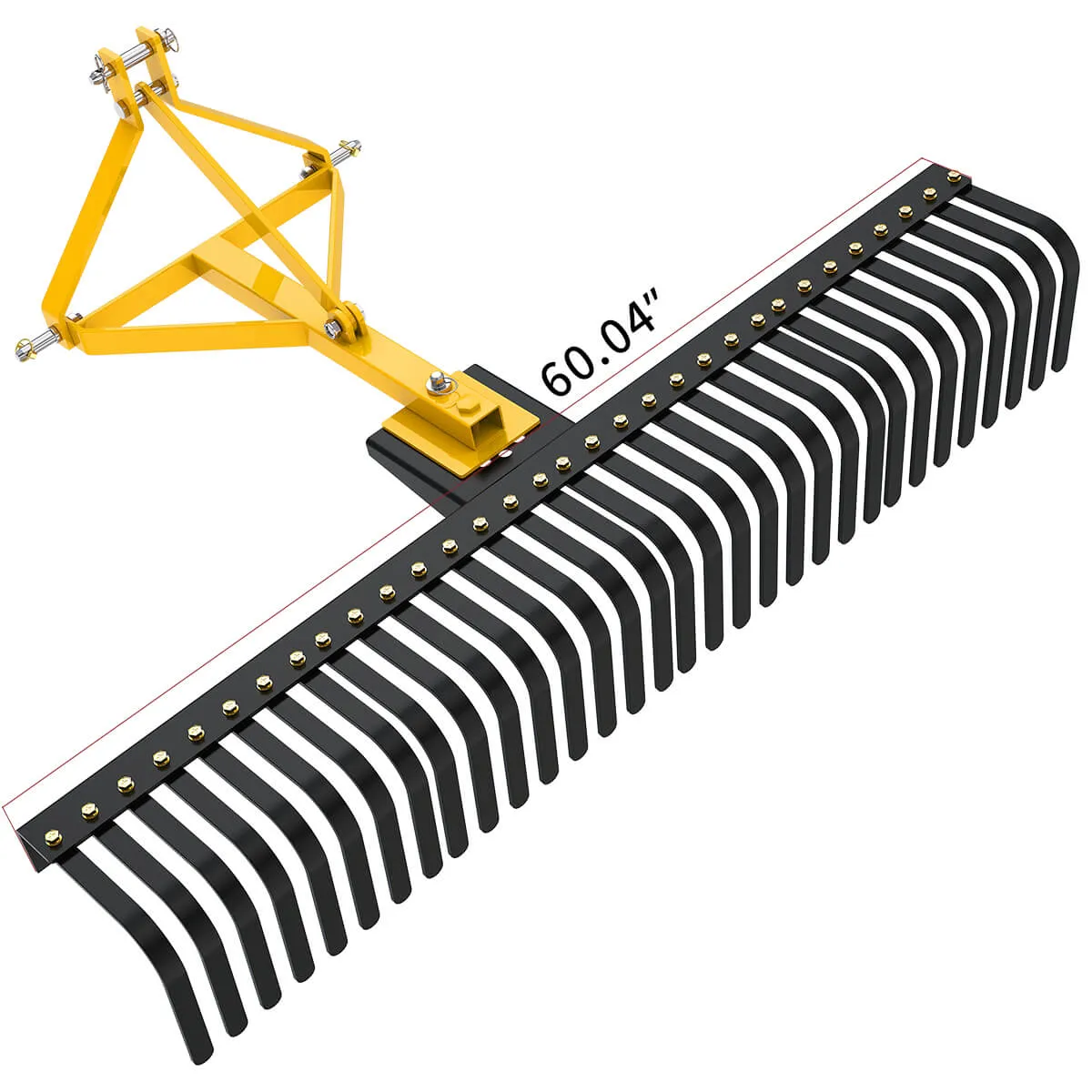 YITAMOTOR® 3 Point Landscape Rock Rake Category 1 Tractor Attachment Soil Gravel Lawn