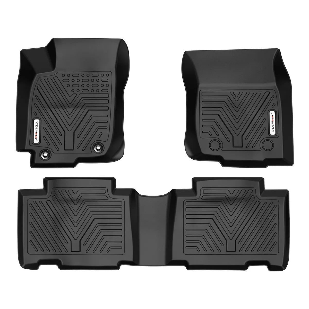 YITAMOTOR® All Weather Floor Mats for 2013 2014 2015 2016 2017 2018 Toyota RAV4 Black Rubber 3pcs Set Floor Liners