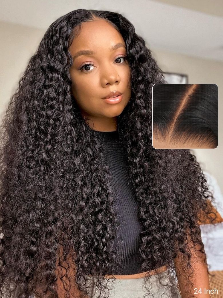 Bye-Bye Knots 7x5 Quick Glueless Lace Water Wave Invisible Knots Wig 150% Density