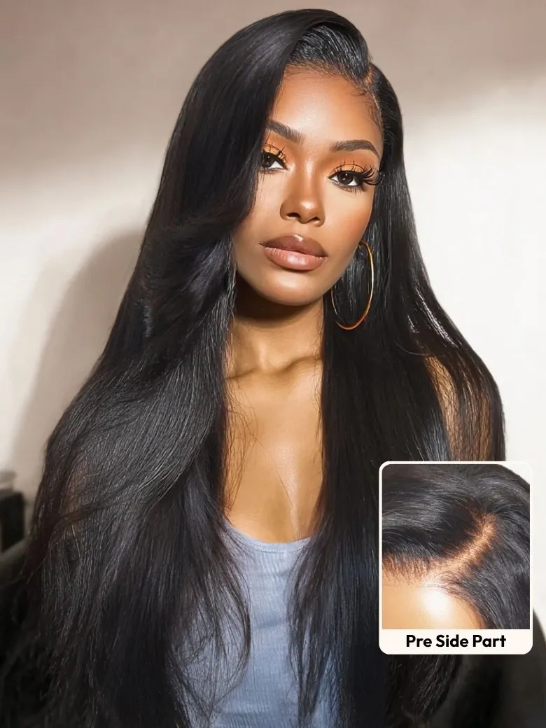 [24''=$99] 13x4 Pre-Everything™ Lace Frontal Side Part Layered Straight Drawstring Wig With Side-Swept Bangs