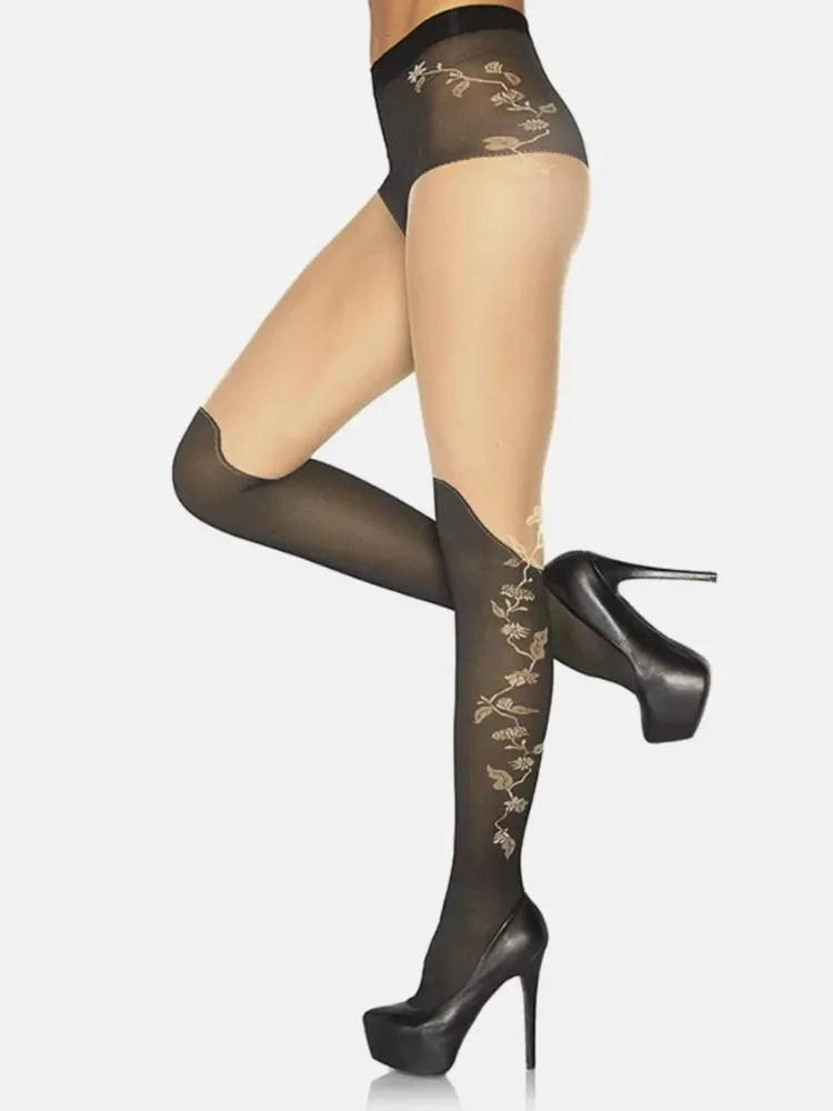 Leg Avenue Floral Panty Over The Knee Tights
