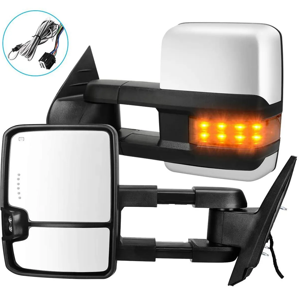 YITAMOTOR® 2007-2013 Chevy Silverado GMC Sierra Extendable Tow Mirrors Powered Heated (07 for New Body ONLY)