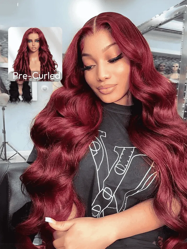 Hottest Fiery Elegance Plum Wine Red Colors 13x4 Pre-Everything Lace Frontal Loose Wave  Hair