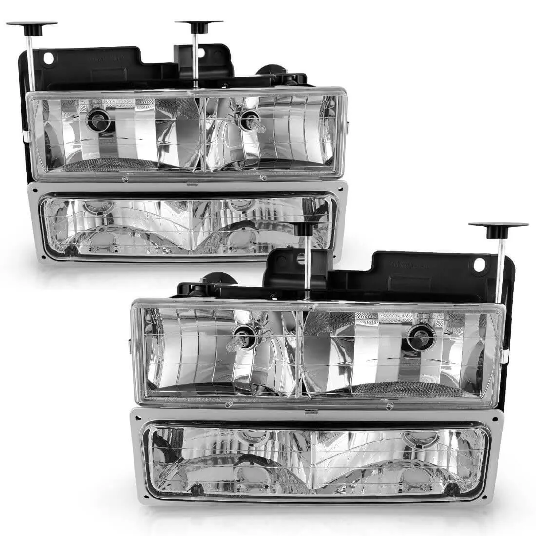 YITAMOTOR® Headlight Assembly with Bumper Lights Compatible with 1990-1999 Chevy C/K Suburban Silverado Tahoe Blazer GMC C/K Yukon Pickup Truck Headla