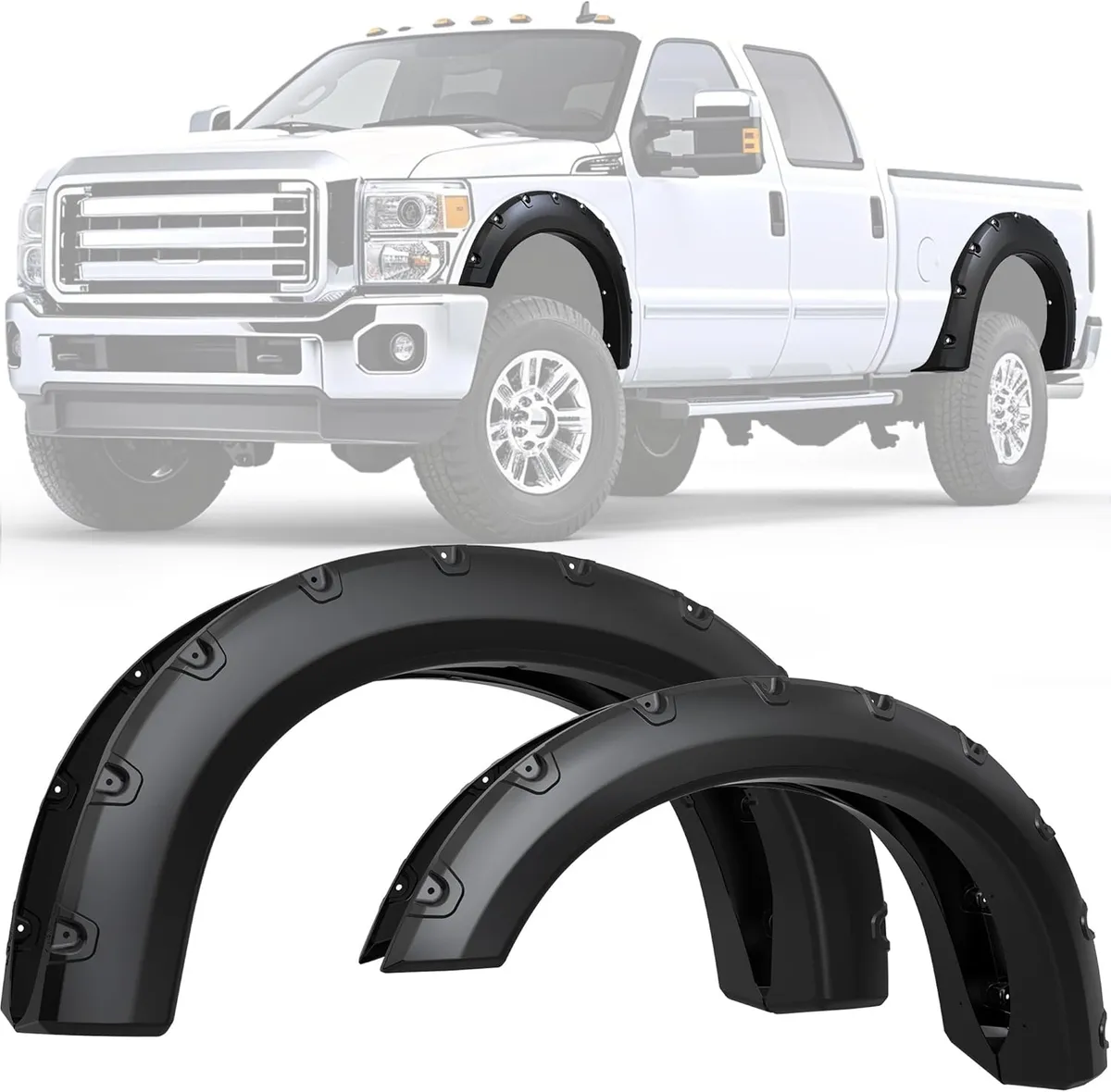 YITAMOTOR® 2008-2010 Ford F-250 F-350 Super Duty Fender Flares, Textured Matte Black Finish
