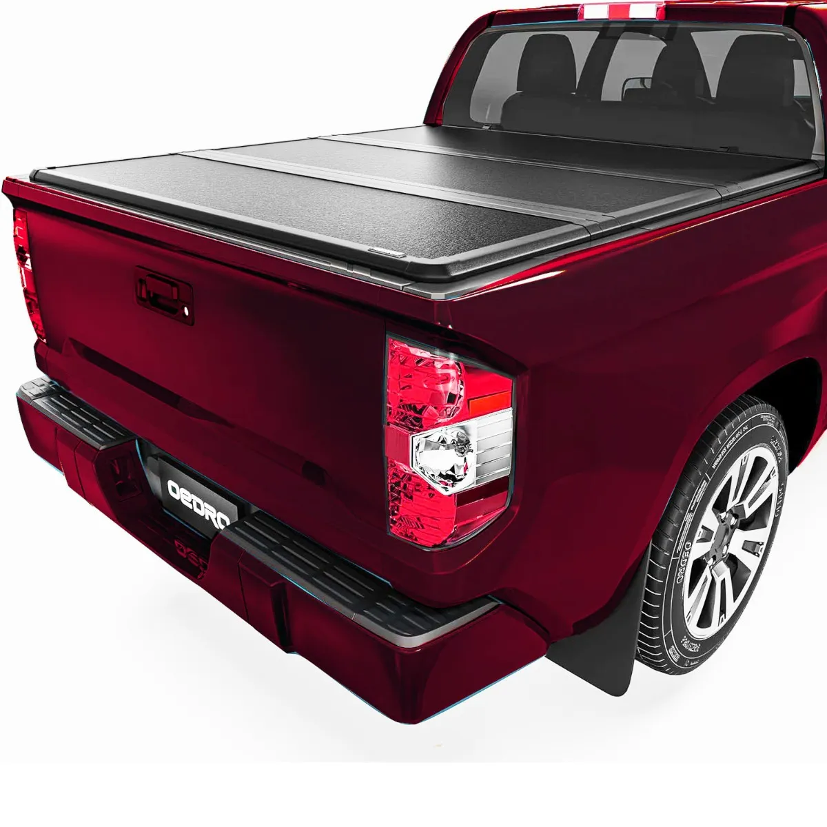 5.5FT FRP Hard Tri-Fold Tonneau Cover Fits for 2022-2026 Toyota Tundra (Excl. Trail) - Fits 5.5' Bed CrewMax Cab with Deck Rail System