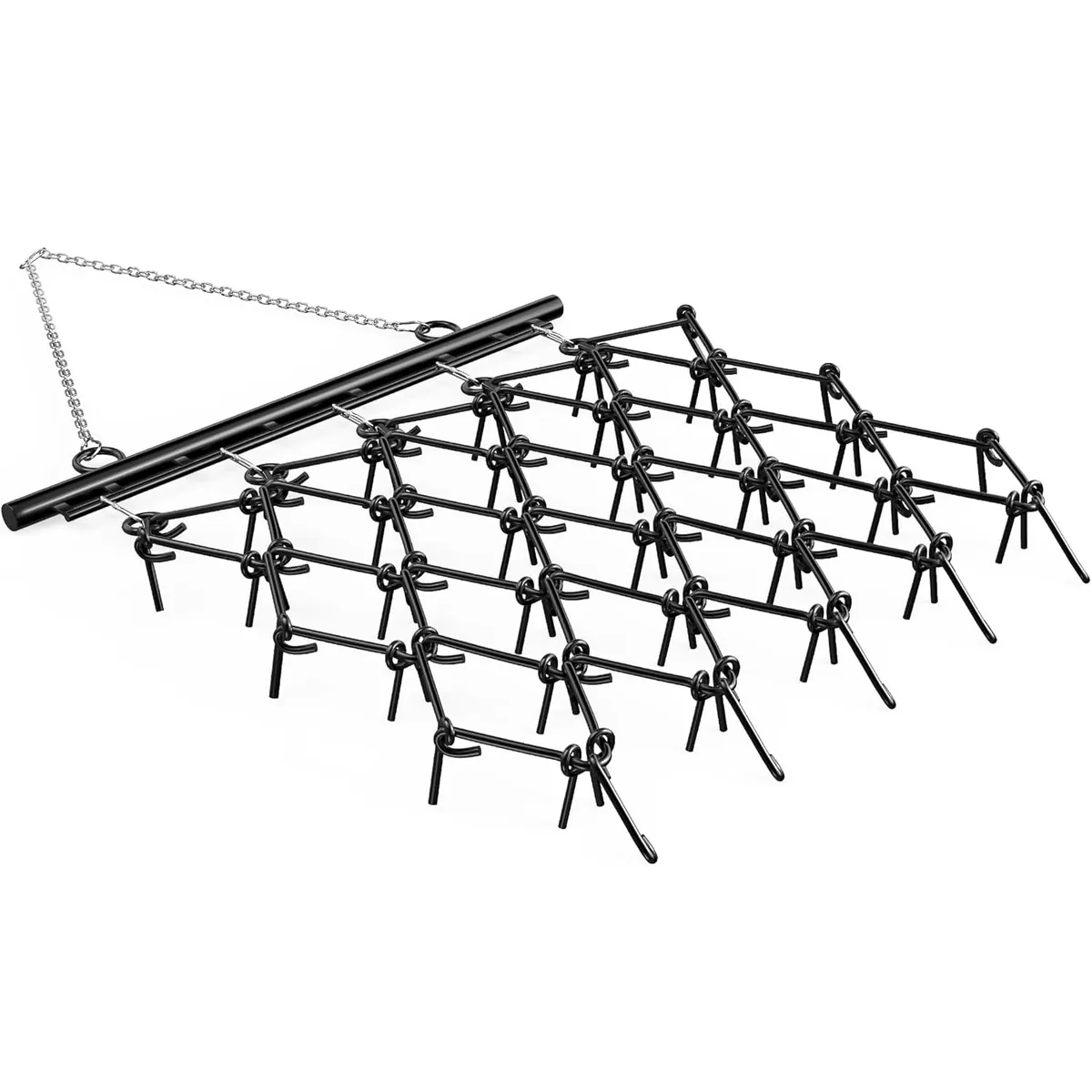 YITAMOTOR® 5 x 4.5 FT Heavy Duty Drag Harrow 1/2" Tines for ATV, UTVs, Lawn Tractors Leveling, Grading, Pastures, Breaking up Soil, BLACK