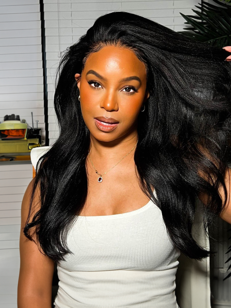 [22''=$99] Bye Bye Knots™ Wig 7x5 Glueless Lace Black Yaki Straight Wig With Baby Hair