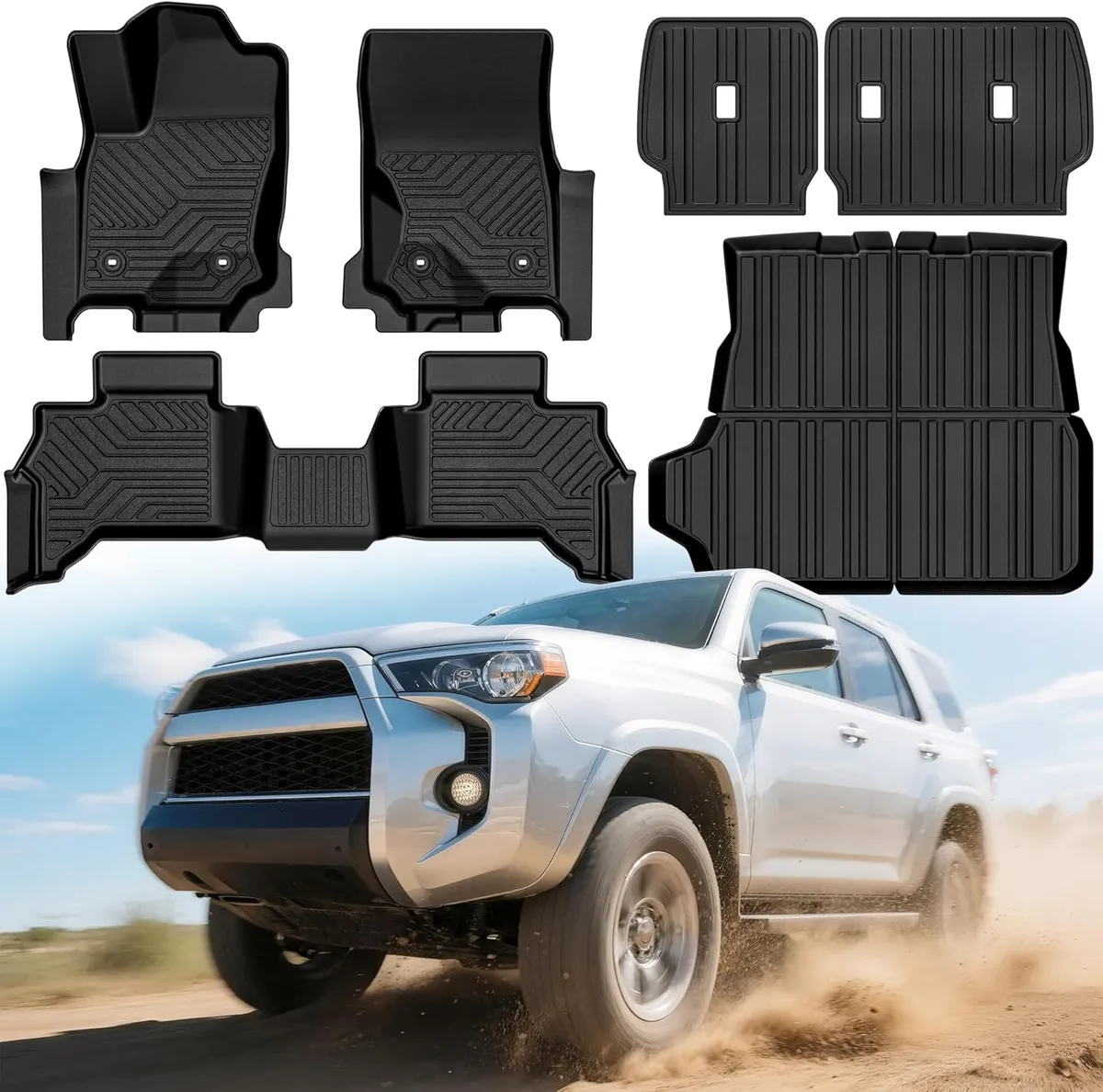 YITAMOTOR All-Weather TPE Floor Liners for 2025 Toyota 4Runner (5-Seater) | Full Set with Backrest Mat