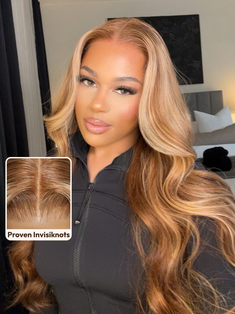 UNice Bye-Bye Knots Wig Pre-Cut 7x5 Glueless Lace Honey Blonde Body Wave Wig