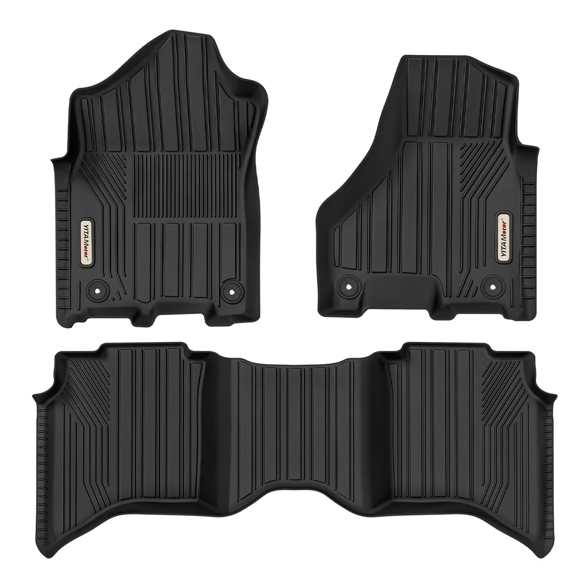 Custom Fit TPE All-Weather Floor Mats for 2019-2024 Ram 2500/3500 Crew Cab, Front & Rear Row Liners, Black