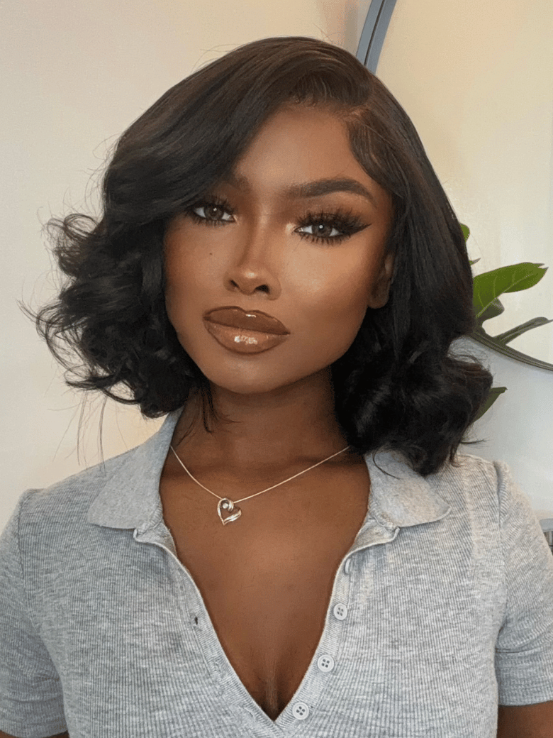 [14Inch=$79] 7x5 Bye Bye Knots™ Wig Black Yaki Bob Glueless Bleached Knots Wig