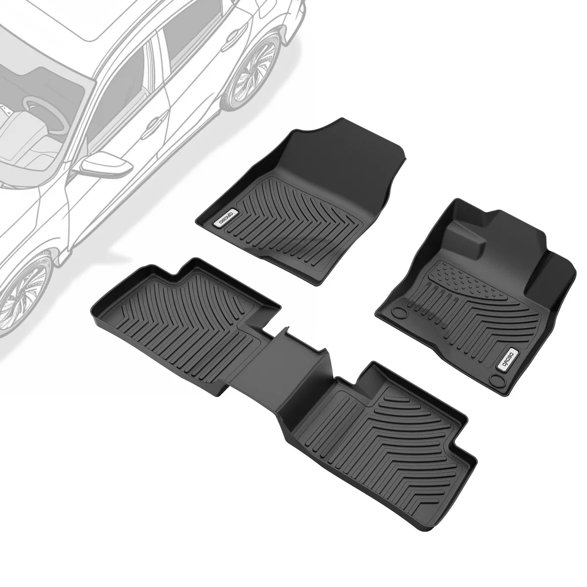OEDRO Floor Mats for 2016-2021 Honda Civic Coupe/ Civic Sedan/ Civic Hatchback/ Civic Type R, Unique Black TPE All-Weather Guard Full Set Liners