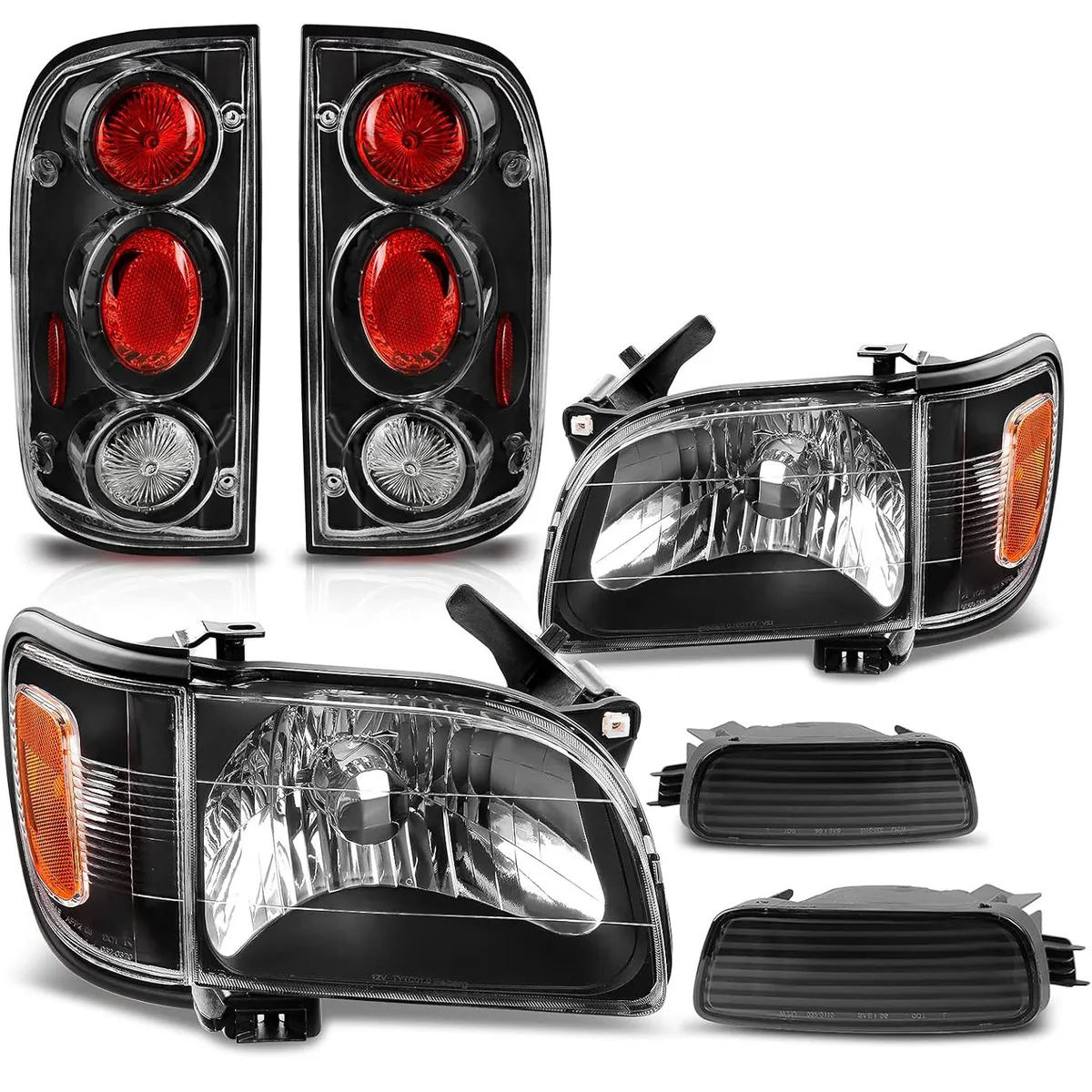 YITAMOTOR® 2001-2004 Toyota Tacoma Headlight + Signal Bumper Lamp + Tail Light Set L+R