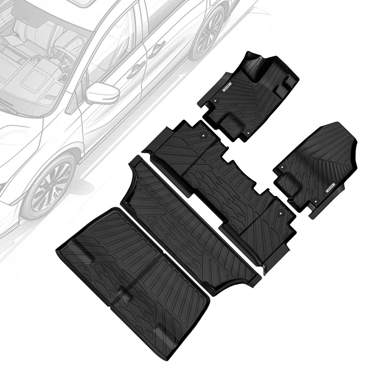 OEDRO All-Weather Floor Mats Liner for 2018-2025 Honda Odyssey: Precision-Fit TPE Liners for 1st, 2nd & 3rd Rows, Cargo Liner- Eco-Friendly, Odorless