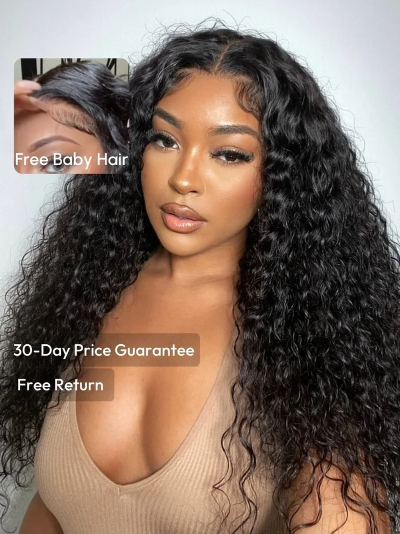 7x5 Bye-Bye Knots™ Wig Quick Glueless Wet & Wavy Water Wave Invisible Knots Wig With Free Baby Hair Service