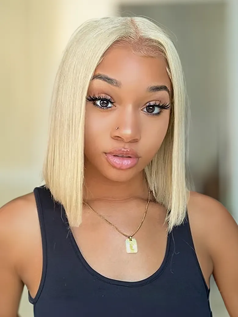 613 Blonde Bob 13x4 Transparent Lace Human Hair Wig