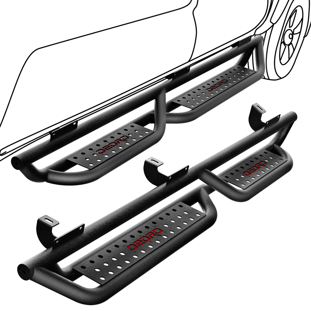 OEDRO 6" Running Boards for 2007-2018 Jeep Wrangler JK 4 Door, Bolt-on Black Powder Coated Side Steps