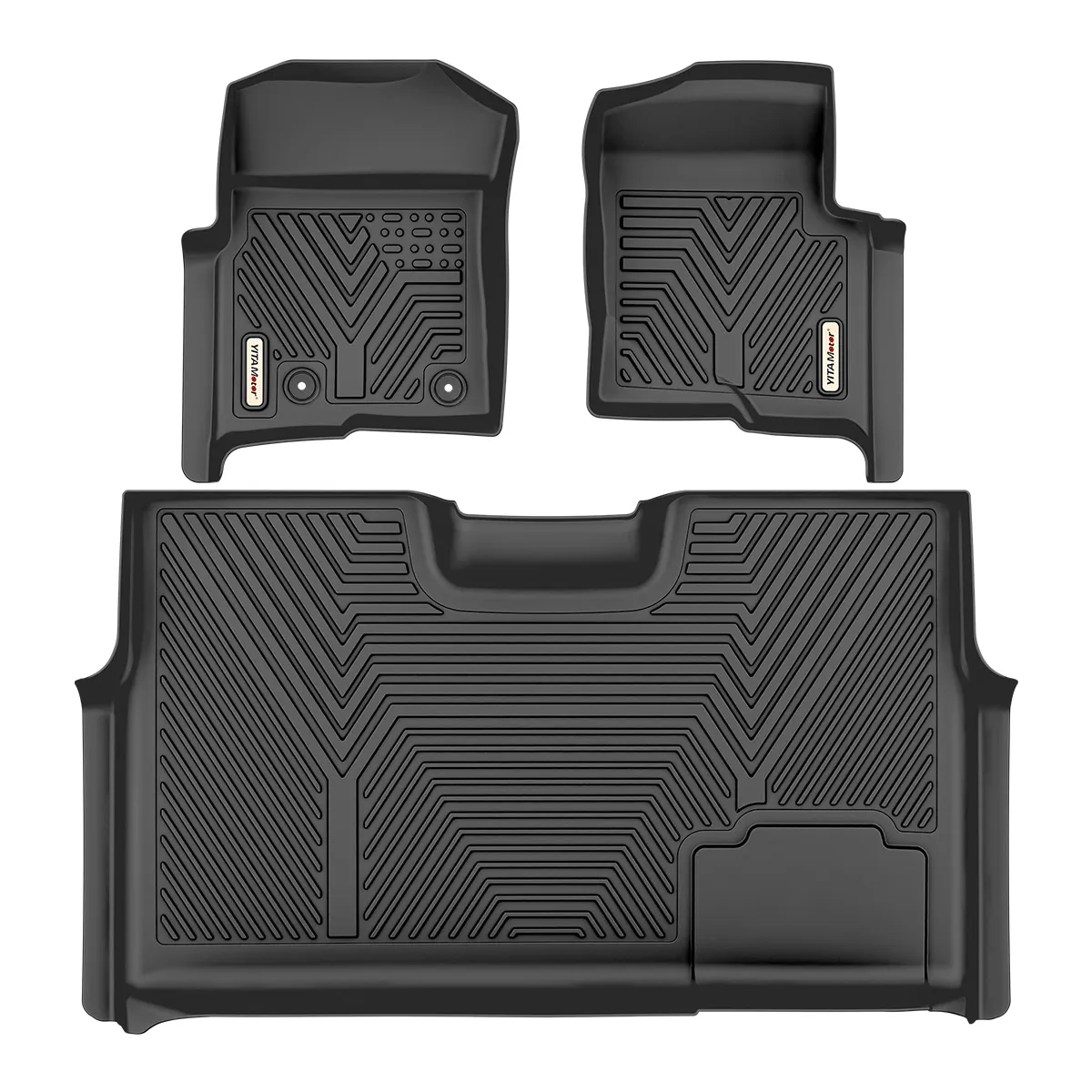 YITAMOTOR® 2010-2014 Ford F-150 SuperCrew/Crew Cab Floor Mats, Custom Fit 1st & 2nd Row, Black TPE All-Weather Guard