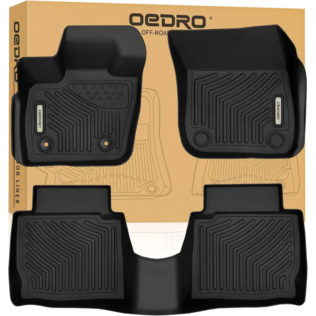 OEDRO Floor Mats for 2017-2020 Ford Fusion/ Lincoln MKZ All Models, Black TPE All-Weather Guard Full Liner Set