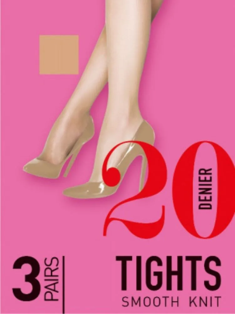 Pretty Polly Smooth Knit Tights 3 Pair Pack