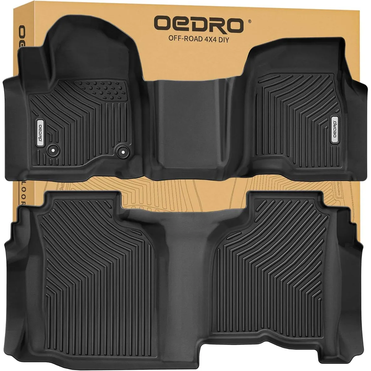 OEDRO Floor Mats for 2019-2026 Chevrolet Silverado / GMC Sierra 1500 2500HD 3500HD Double Cab with 1st Bench Seats