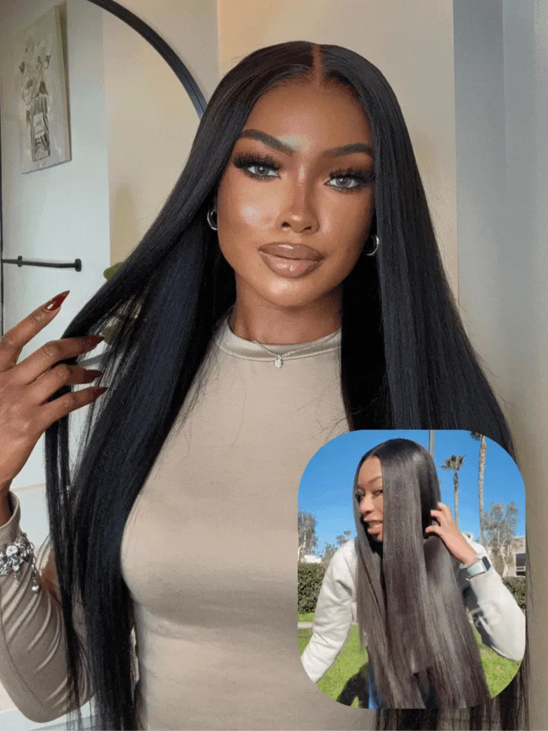 [24"=$107] UNice 7x5 Glueless Lace Yaki Straight Pre-cut/ Pre-pluck/ Pre-bleached Bye Bye Knots Wig