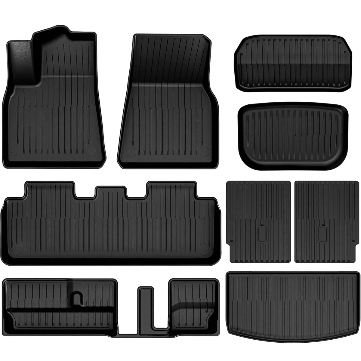 YITAMOTOR 9-Piece All-Weather Mat Set for Tesla Model Y 7-Seater (2020-2024) - Full Interior Protection