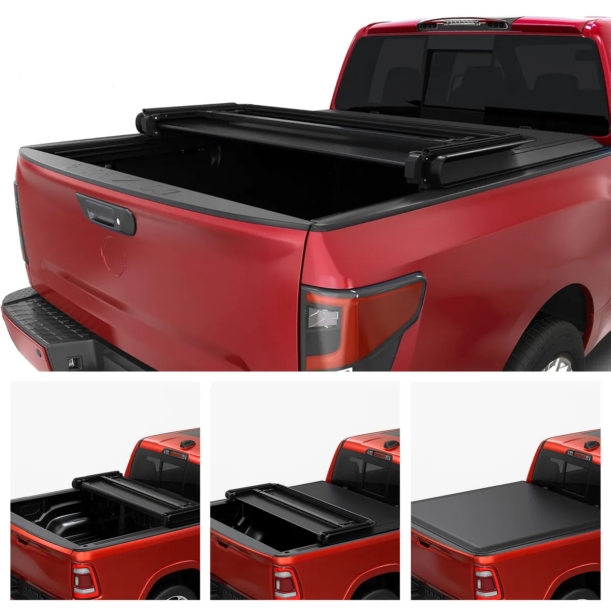 OEDRO 6ft Soft Tri-Fold Truck Bed Tonneau Cover Compatible with 2005-2021 Nissan Frontier (NOT for México) 6 Feet Bed
