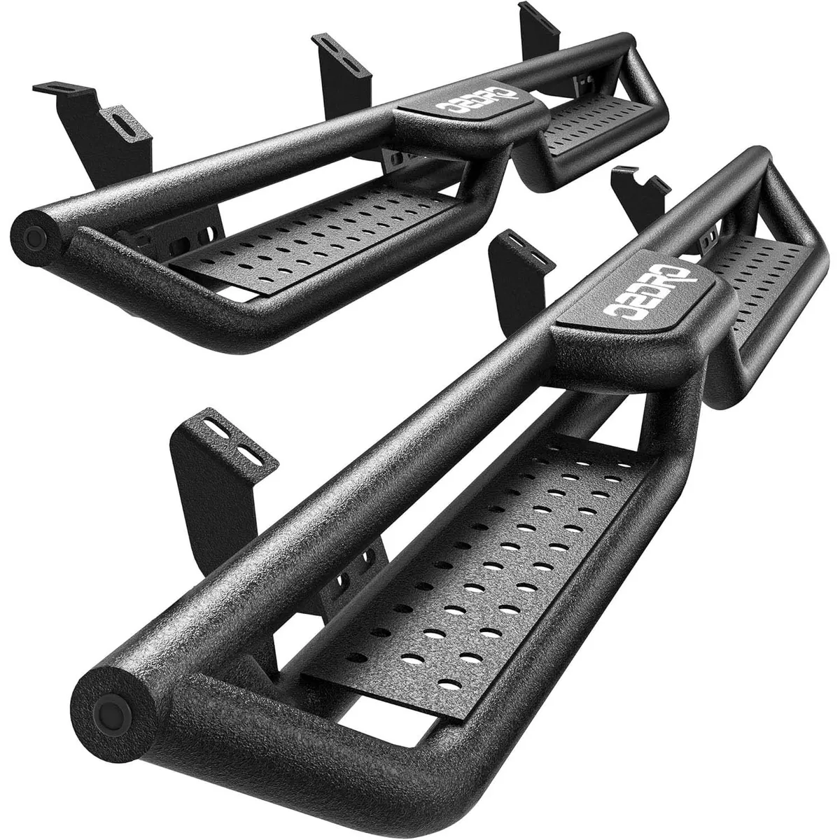 6" Running Boards Compatible with 2024-2026 Toyota Tacoma Double/Crew Cab 4 Full-Size Doors, Two Stair Design Side Step Rails Carbon Steel Nerf Bars