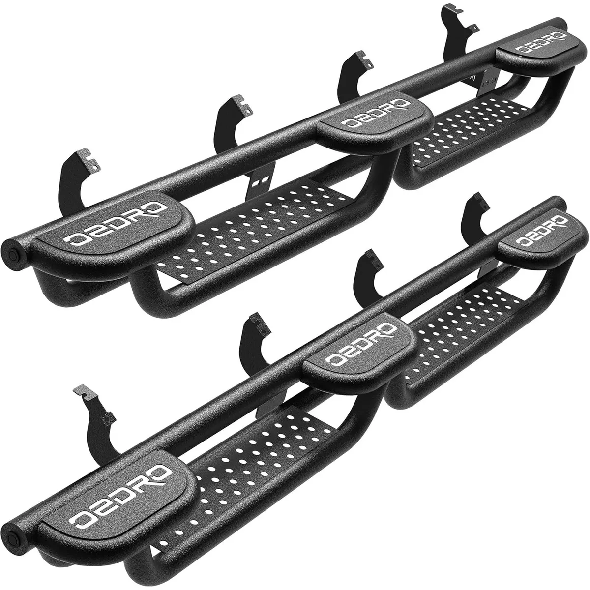 OEDRO Running Boards w/Three Raised Steps Compatible with 2022-2026 Toyota Tundra CrewMax Cab, Tri Convex Platform Side Steps, Bed Access Nerf Bar