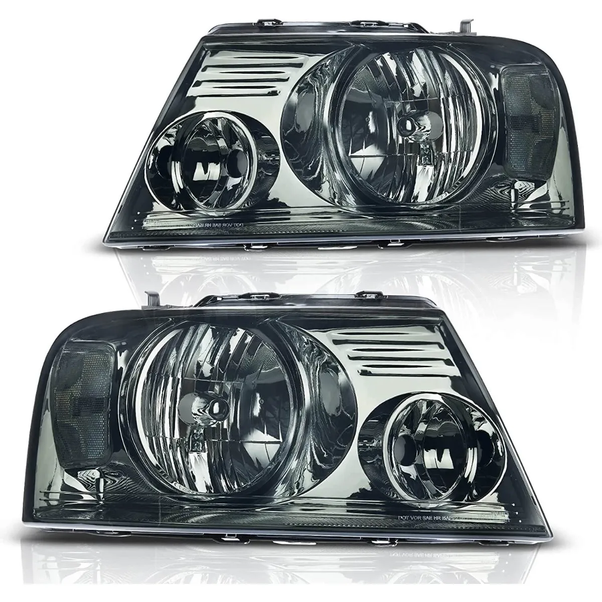 YITAMOTOR® 2004-2008 Ford F-150 OE Headlights Assembly Headlamp Chrome Housing Smoke Lens