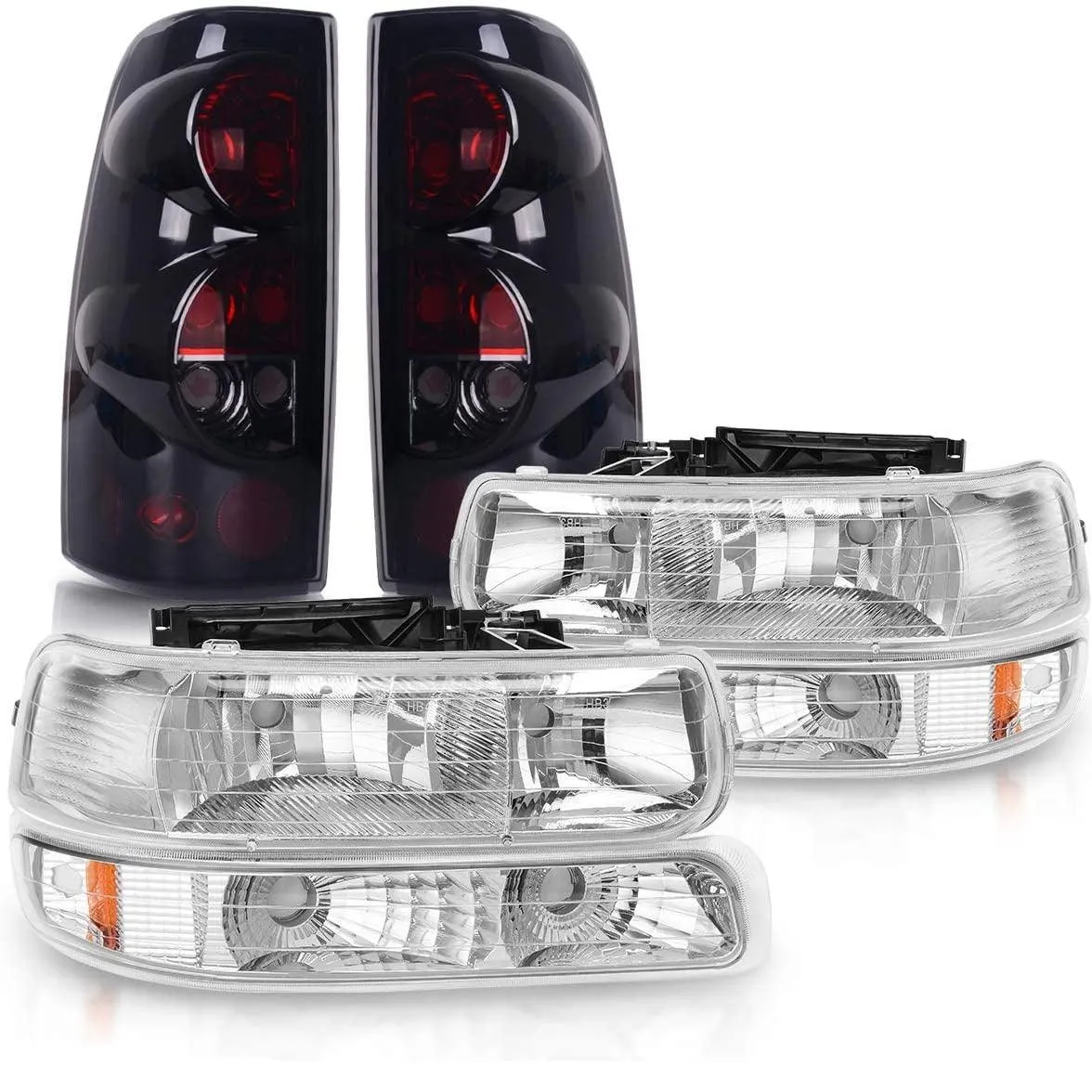 YITAMOTOR® 1999-2002 Chevy Silverado Headlight Assembly & Taillights Combo Set Chrome Housing Headlamps set