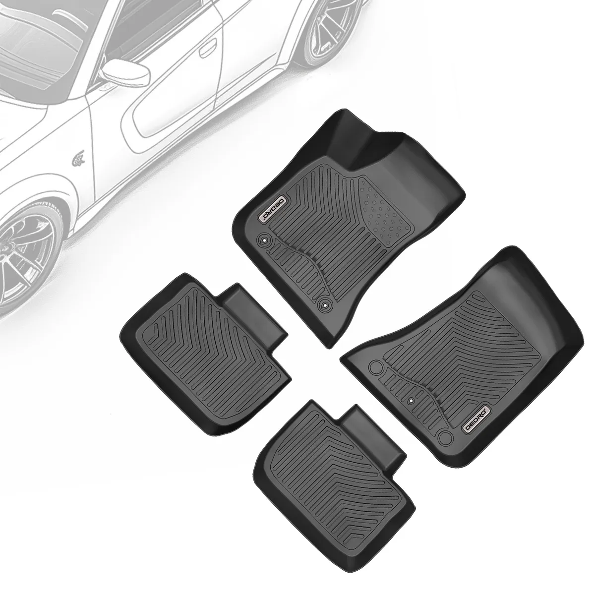 OEDRO Floor Mats for 2011-2022 Dodge Charger/Chrysler 300 RWD, Black TPE All-Weather Floor Liners