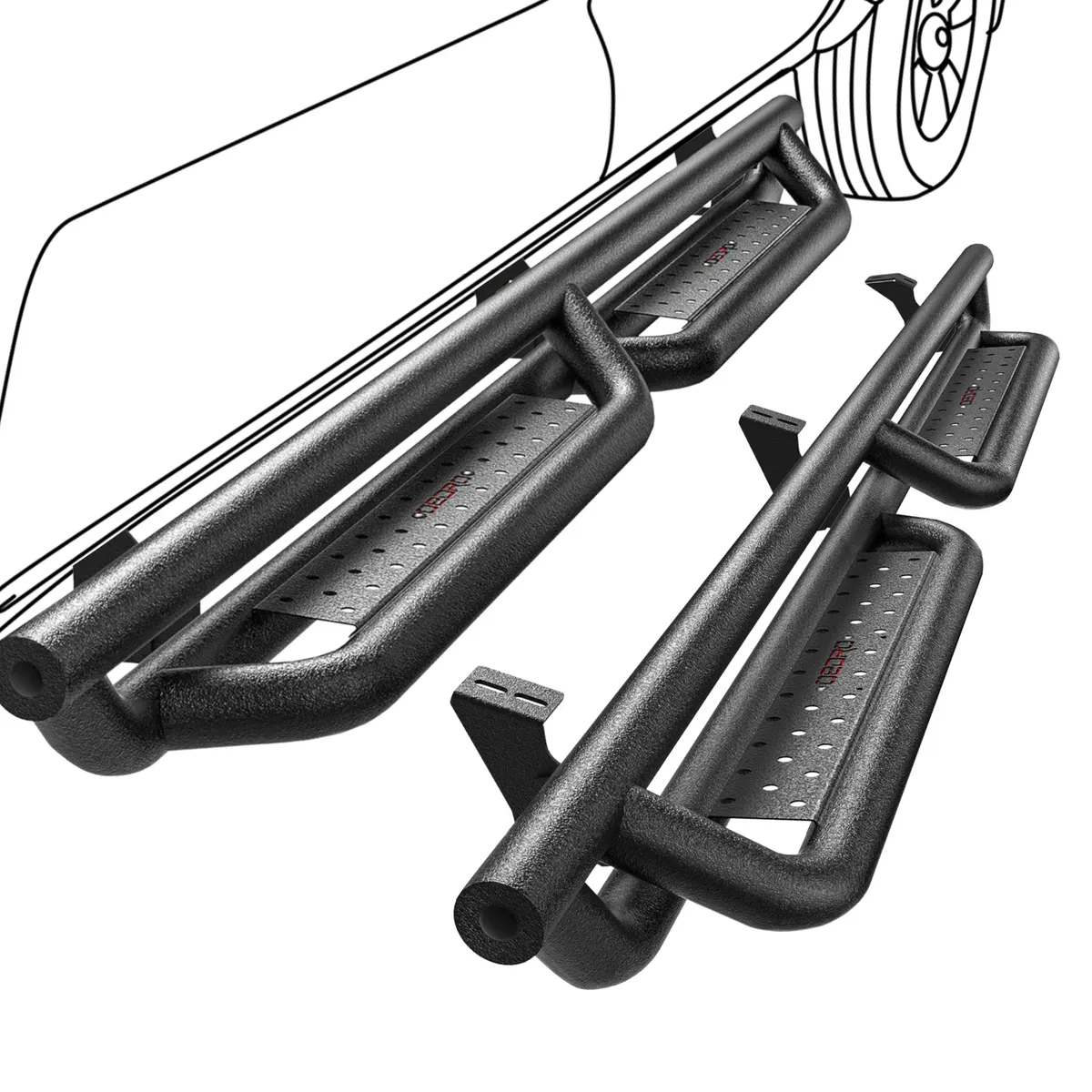 OEDRO Running Boards for 2005-2023 Toyota Tacoma Double Cab, Powder Coated All-Steel Drop Side Step