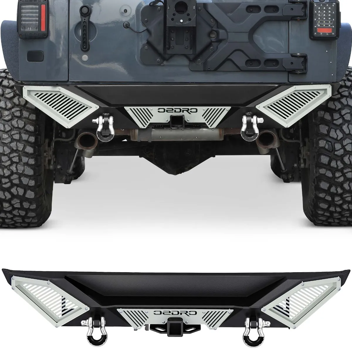 Rear Bumper for 07-18 Wrangler JK with Hitch Receiver & D-Rings