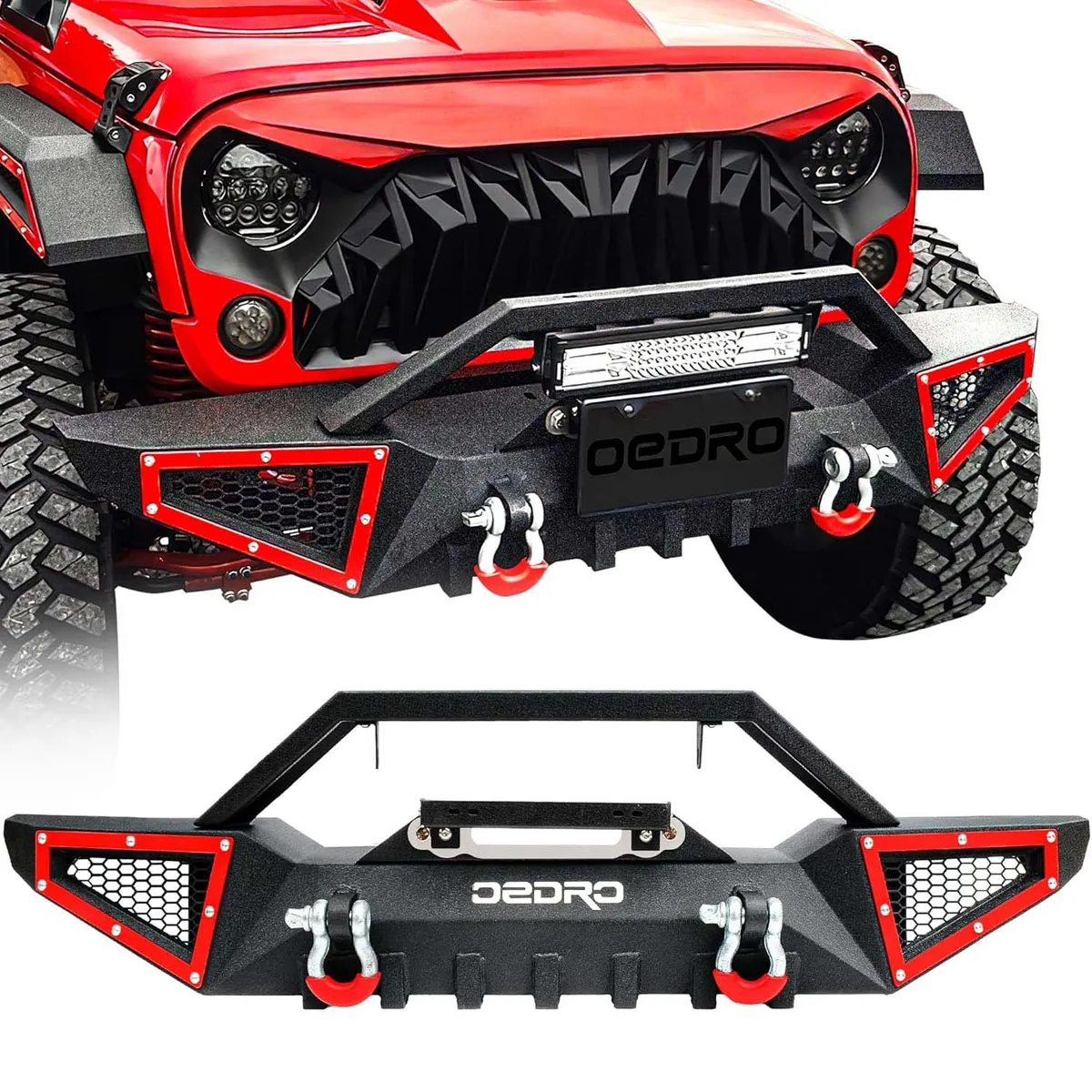 OEDRO Front Bumper for 2007-2018 Jeep Wrangler JK & Unlimited JKU 2/4 Doors