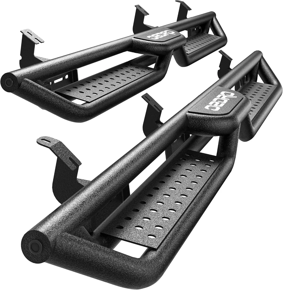 OEDRO Running Boards for 2007-2021 Toyota Tundra Double Cab, Bolt-on Two Stairs Design Steel Side Steps
